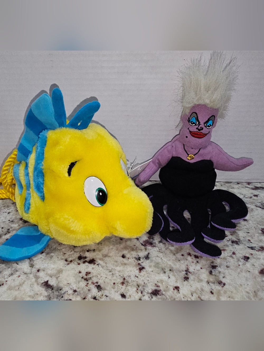 Disney Little Mermaid Flounder Satchel Purse Ursula Plush Vintage